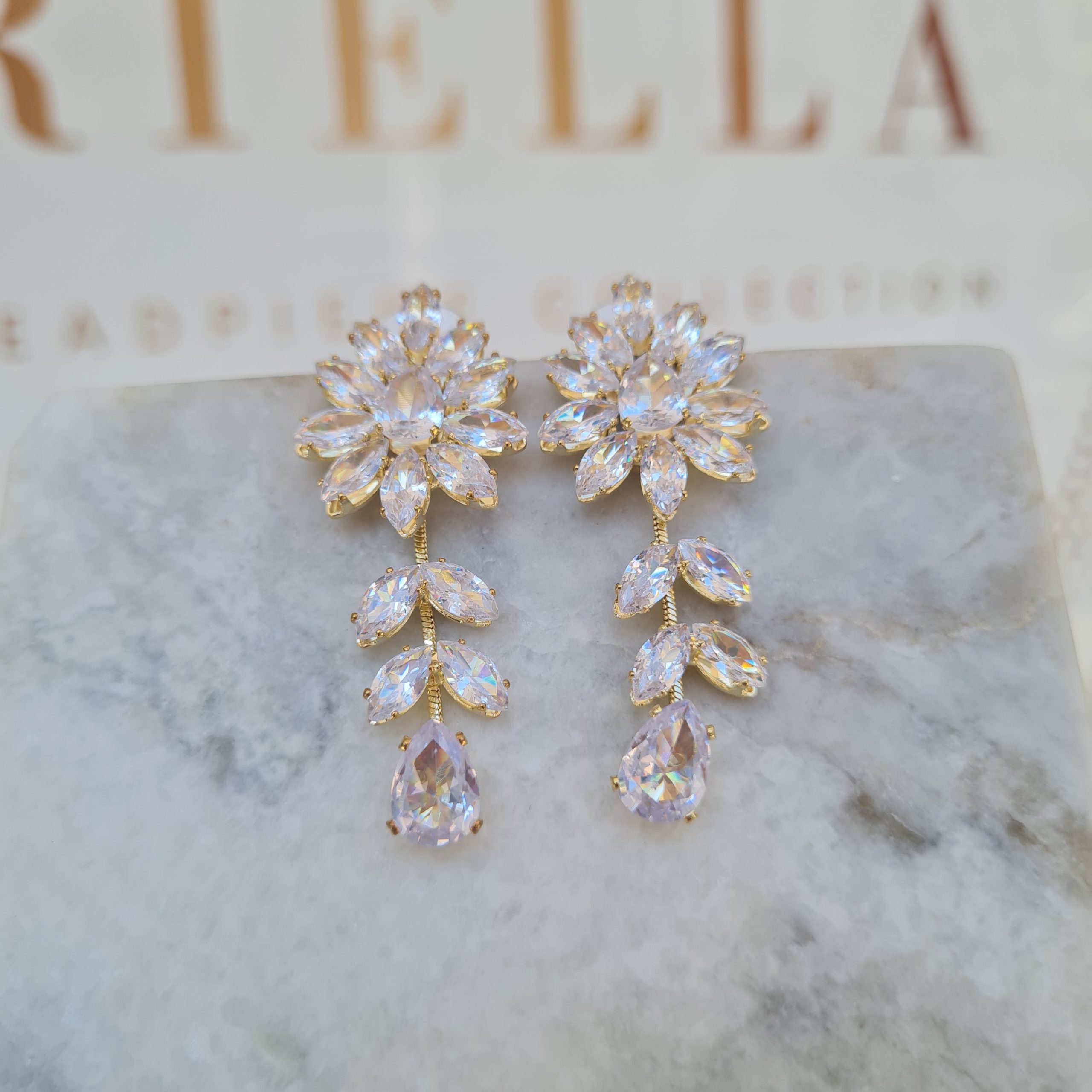 Gold Silver Color Beads Wedding Bridal Earrings Floral Leaf Women Drop  Earring Handmade Jewelry for Bride - AliExpress